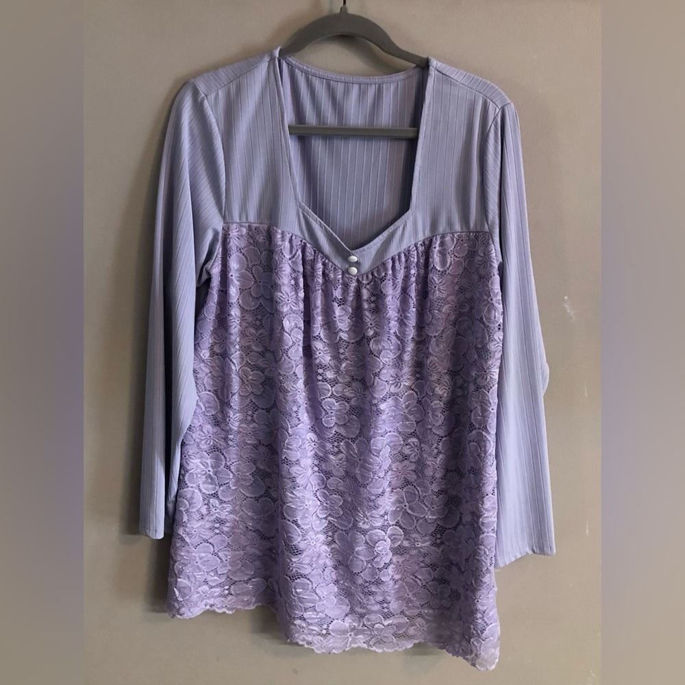 Lavender Plus Size Lace Blouse